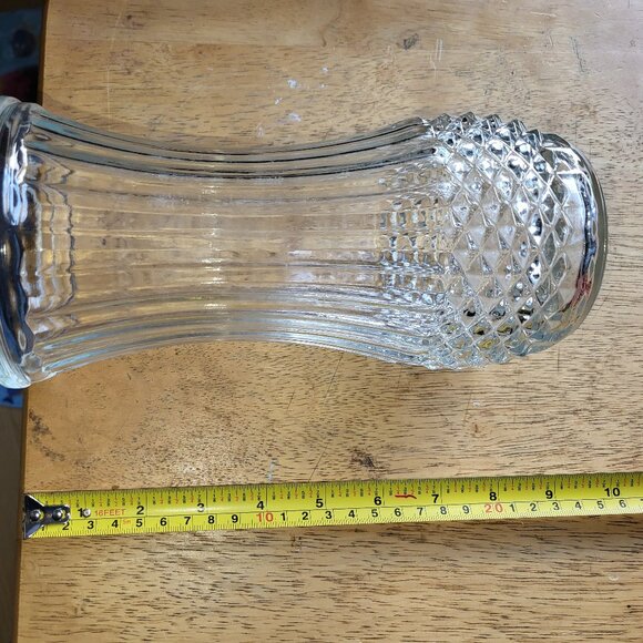 Vintage Hoosier Glass Vase 8 1/2" Ribbed & Diamond Pressed #4088A GUC SEE PICS - Picture 5 of 6